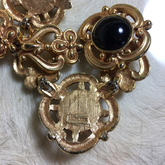 Vintage Carol Dauplaise blk onyx & gold necklace - Picture 3 of 4